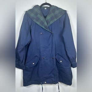 Vintage 90’s Y2K Express French Country Navy and Plaid Barn/Utility/Work Jacket